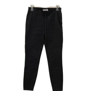Free People Black Vegan Leather Moto Skinny Pants Side Zip Size 28